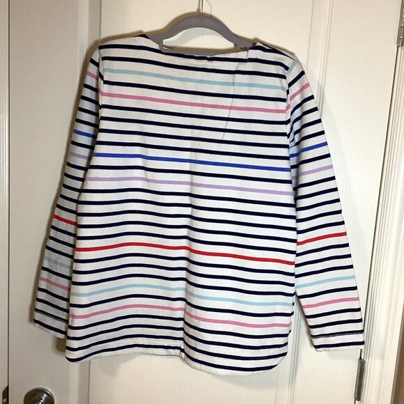 T by Talbots Women's White Striped Long Sleeve Pullover Top Stretchy Size LP - Picture 4 of 8